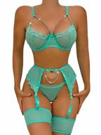 women sexy exotic fishnet lingerie set lace strappy lingerie metal chain decor bra and panty sets with garter logo