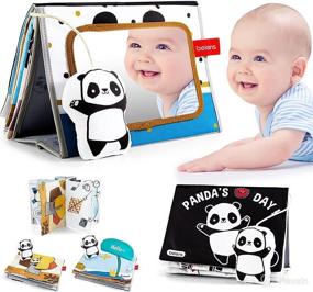 img 4 attached to 👶 Beiens Tummy Time Floor Mirror Toys & Soft Baby Books for 0-36 Months | High Contrast Black & White Toys for Boys and Girls | Developmental Crinkle Toys for Newborns & Infants