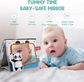 img 2 attached to 👶 Beiens Tummy Time Floor Mirror Toys & Soft Baby Books for 0-36 Months | High Contrast Black & White Toys for Boys and Girls | Developmental Crinkle Toys for Newborns & Infants