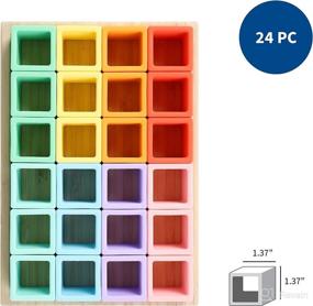 img 3 attached to 🌈 Silicone Baby Blocks Building Toys - Montessori Soft Building Blocks with Sorting Tray, Sensory Rainbow Toys, Rainbow Stacking Toy for Toddlers - Ideal Baby Gifts (24 PC - Pastel)