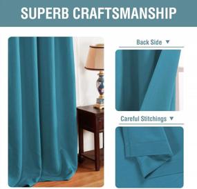 img 2 attached to H.VERSAILTEX Blackout Curtains Drapes 63 Inch Length For Bedroom/Living Room, Thermal Insulated Small Curtain For Bedroom, Grommet Top - Solid In Turquoise Blue (One Panel)