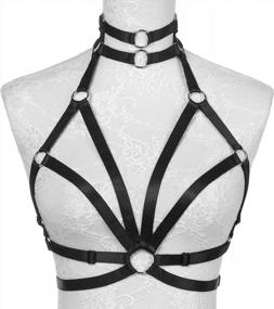 img 3 attached to Women Harness Belt One-Pieces Cross Front Ribbon-Trim Nightie Body Harness Bra