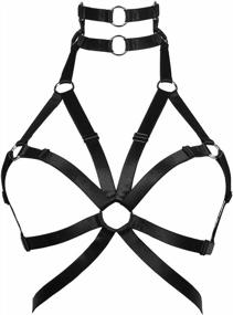 img 4 attached to Women Harness Belt One-Pieces Cross Front Ribbon-Trim Nightie Body Harness Bra