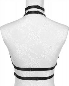 img 1 attached to Women Harness Belt One-Pieces Cross Front Ribbon-Trim Nightie Body Harness Bra