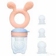 🍓 bpa-free baby fruit food feeder pacifier set with silicone pouches - excellent for teething & introducing fresh foods - ideal for babies 3 months and up - includes 4 pacifiers with 2 sizes (m + l) logo