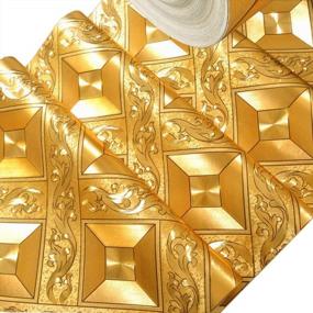 img 3 attached to QIHANG Gold Foil Mosaic Square Lattice Wallpaper - 57 Sq.Ft, Modern Roll For Hotel Ceiling & Decorative Walls