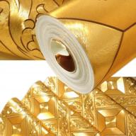 qihang gold foil mosaic square lattice wallpaper - 57 sq.ft, modern roll for hotel ceiling & decorative walls logo