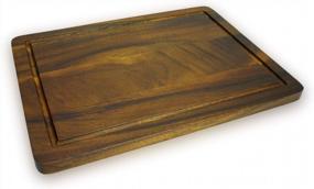 img 2 attached to Roro Wooden Serving And Cutting Board For Serving And Food, Acacia 16 X 12 Inch Grooved Rectangle