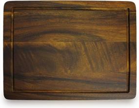 img 4 attached to Roro Wooden Serving And Cutting Board For Serving And Food, Acacia 16 X 12 Inch Grooved Rectangle