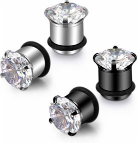 img 1 attached to 4-10Mm LAURITAMI Stainless Steel CZ Ear Gauges Tunnels Plugs W/ Rubber O-Ring - Expander Stretcher Piercings