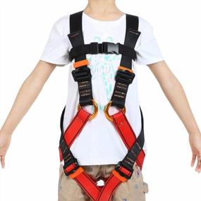 img 4 attached to Youth Full Body Climbing Harness For Outdoor Training, Caving, And Tree Climbing - HandAcc Kids Climbing Seat Belts
