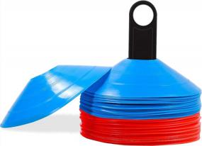 img 4 attached to 50-Pack BiAnYC Pro Disc Cones - Soft & Flexible For Soccer/Football/Kids Games, Blue And Red Cone Markers.