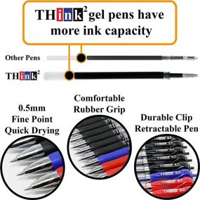 img 1 attached to [24 Pens - 3 Colors] Think2 Retractable Gel Pens. (18 Black, 3 Red, 3 Blue) Fine Point (0.5Mm) Rollerball Pens With Comfort Grip
