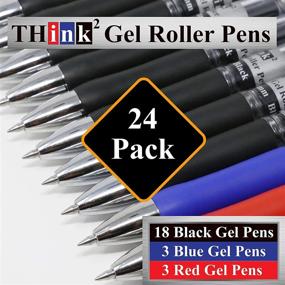 img 3 attached to [24 Pens - 3 Colors] Think2 Retractable Gel Pens. (18 Black, 3 Red, 3 Blue) Fine Point (0.5Mm) Rollerball Pens With Comfort Grip