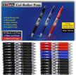 [24 pens - 3 colors] think2 retractable gel pens. (18 black, 3 red, 3 blue) fine point (0.5mm) rollerball pens with comfort grip logo