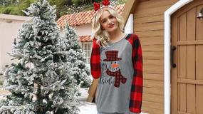 img 2 attached to Women'S Christmas Plaid Splicing Long Raglan T-Shirt: 'Baby It'S Cold Outside' Snowman Design