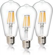 bluestars 3-pack st64 e26 vintage led edison bulb 5w, equivalent to 60w, cool white 4000k 550lm, clear glass medium base, non-dimmable for home, bedroom, office - antique led filament bulb with 120v logo