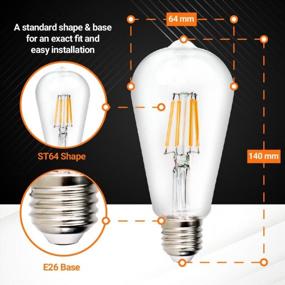 img 1 attached to BlueStars 3-Pack ST64 E26 Vintage LED Edison Bulb 5W, Equivalent To 60W, Cool White 4000K 550Lm, Clear Glass Medium Base, Non-Dimmable For Home, Bedroom, Office - Antique LED Filament Bulb With 120V