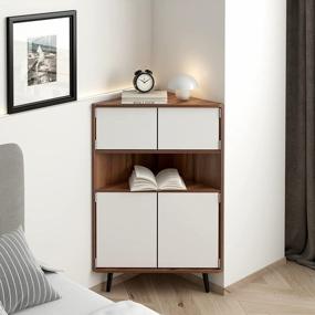 img 4 attached to Sogesfurniture Corner Cabinet: Freestanding Floor Storage For Bathroom, Living Room, Kitchen Or Bedroom