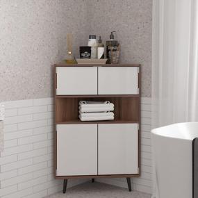img 2 attached to Sogesfurniture Corner Cabinet: Freestanding Floor Storage For Bathroom, Living Room, Kitchen Or Bedroom