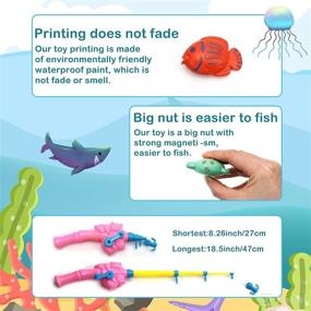 img 3 attached to 🎣 SUNWUKING Fishing Game for Toddler - Interactive Fishing Bath Toy with 3 Fishing Pole Toys for Kids. Pool Angling Game for Children with Imitation Bamboo Basket that Holds Water.