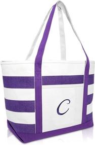 img 4 attached to DALIX Monogrammed Beach Personalized Purple Women's Handbags & Wallets ~ Totes