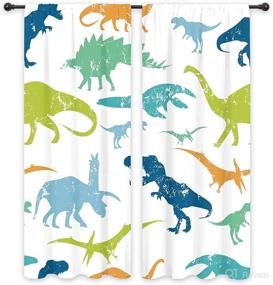 img 1 attached to 🦕 Cinbloo Kids Dinosaur Curtains - 41W x 62L Inch - Cartoon Dino Design for Baby Boys Room Decor - Cute and Funny Safari Animal Theme - Children's Nursery Art Printed Living Room Window Drapes - Fabric 2 Panels Set