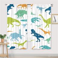 🦕 cinbloo kids dinosaur curtains - 41w x 62l inch - cartoon dino design for baby boys room decor - cute and funny safari animal theme - children's nursery art printed living room window drapes - fabric 2 panels set логотип