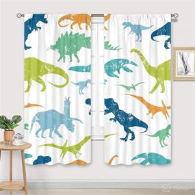 img 4 attached to 🦕 Cinbloo Kids Dinosaur Curtains - 41W x 62L Inch - Cartoon Dino Design for Baby Boys Room Decor - Cute and Funny Safari Animal Theme - Children's Nursery Art Printed Living Room Window Drapes - Fabric 2 Panels Set