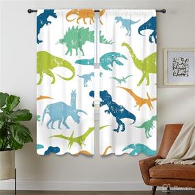 img 3 attached to 🦕 Cinbloo Kids Dinosaur Curtains - 41W x 62L Inch - Cartoon Dino Design for Baby Boys Room Decor - Cute and Funny Safari Animal Theme - Children's Nursery Art Printed Living Room Window Drapes - Fabric 2 Panels Set