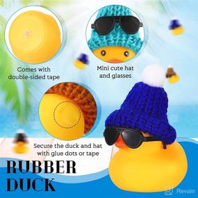 img 2 attached to 🦆 24 Pcs Mini Rubber Ducks with Sunglasses and Knitting Hats - Fun Bath Toys for Birthday Parties and Classroom Prizes (Knitting Hat Included)