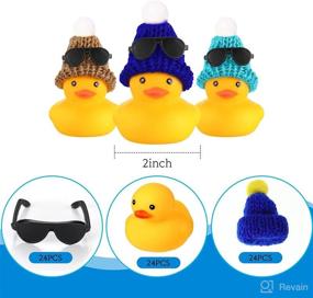img 3 attached to 🦆 24 Pcs Mini Rubber Ducks with Sunglasses and Knitting Hats - Fun Bath Toys for Birthday Parties and Classroom Prizes (Knitting Hat Included)