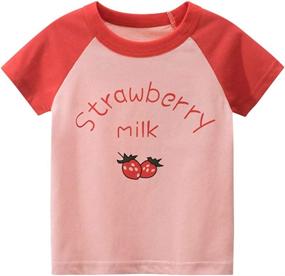 img 1 attached to Kivors Strawberry Short Sleeve Crewneck T Shirts Girls' Clothing ~ Tops, Tees & Blouses