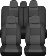 gray bdk faux crocodile leather full set car seat covers - front and back split bench seat covers, airbag compatible, interior covers for trucks, suvs, and vans logo