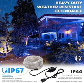 img 3 attached to WYZworks 50Ft LED Rope Lights, Connectable Waterproof Permanent Outdoor W/ Flexible Clear PVC Tube, ETL Certified, Christmas Trees Holiday Decorative Landscape Backyard Patio Lighting - Blue