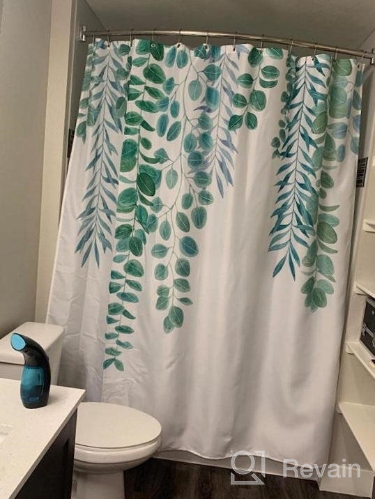 img 1 attached to Botanical Shower Curtain With Leaf Print - LIVILAN Plant Design, Green Eucalyptus And Succulent Pattern, Sage Tones - 72X72 Inches Water-Repellent Fabric With Hooks For Extra Long Coverage review by Jimmy Breaux