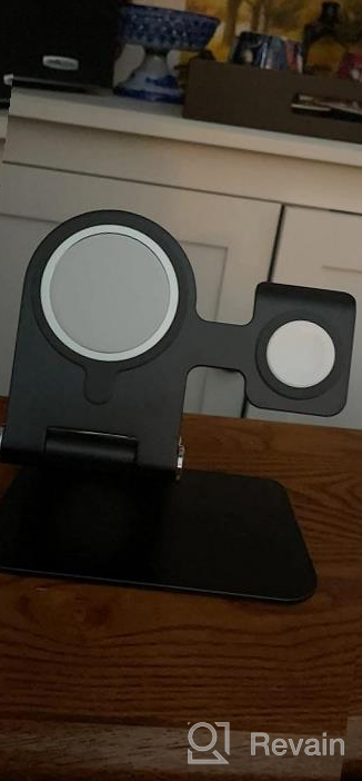 img 1 attached to 2-In-1 Foldable Aluminum Phone Charging Stand For IPhone 13/12 Mini Pro Max And Apple Watch 7/6/5/4/3 With MagSafe Compatibility In Grey (Charger Not Included), By Apiker review by Jason Sundstrom