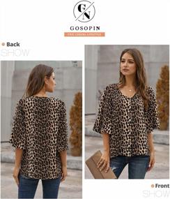 img 2 attached to GOSOPIN Women'S Boho Floral Chiffon Blouse: Loose Fit, Bell Sleeves And Button-Down Design For Effortless Casual Style