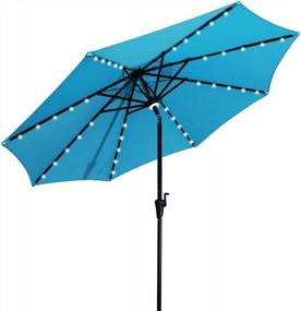 img 4 attached to GOLDSUN 9 Foot Market Солнечный светодиодный уличный алюминиевый настольный зонт с наклоном кнопки, цвет морской волны