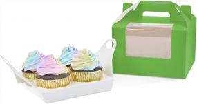 img 4 attached to Yotruth Avocado Cupcake Box 4 Cupcake Holders（25Packs）,6.2 X 6.2 X 3.5 Inch,Cupcake Carrier With Insert And Display Window