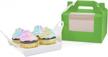 yotruth avocado cupcake box 4 cupcake holders（25packs）,6.2 x 6.2 x 3.5 inch,cupcake carrier with insert and display window logo