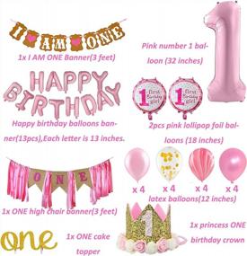 img 3 attached to 1St Birthday Girl Decorations Pink Party Supplies - Happy First Birthday Banner, Number 1, Photo Banner 0-12 Month, Birthday Crown, Cake Topper ONE, High Chair Banner Decoration