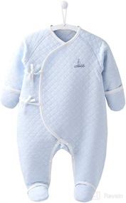 img 4 attached to 👶 COBROO 100% Cotton Newborn Footed Sleeper with Mittens and Side-Belt - Cozy Warm Baby Outfits for 0-6 Months