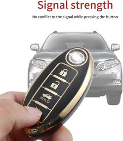 img 1 attached to ELOHEI Nissan Key Fob Cover - Premium Soft TPU Full Cover Protection for Altima Maxima Rogue Armada Pathfinder, Infiniti (4 Button) - Smart Remote Keyless Key Fob Case