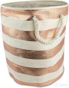 img 4 attached to 🧺 DII Copper Stripe Woven Paper Laundry Hamper: Small Round Collapsible Storage Basket for Home Organization, 13.75x12 Inches