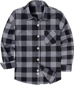 img 4 attached to 👕 Siliteelon Sleeve Button Flannel Buffalo Boys' Clothing - Tops, Tees & Shirts