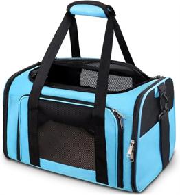 img 4 attached to Travel In Style: Collapsible Blue Cat Carrier For Small To Medium Pets - Airline Approved