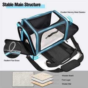 img 3 attached to Travel In Style: Collapsible Blue Cat Carrier For Small To Medium Pets - Airline Approved
