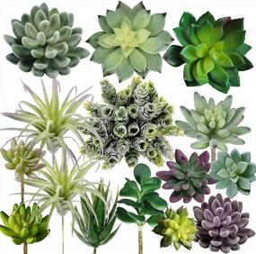 img 4 attached to Decorate Your Home With Supla 15 Pcs Assorted Artificial Succulent Plants - Bulk Pack