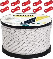 hikeman 50m reflective guyline solid braid nylon camping rope with aluminum adjuster cord tensioner tent accessory for outdoor travel,hiking,backpacking and water activities (white, 3mm) logo